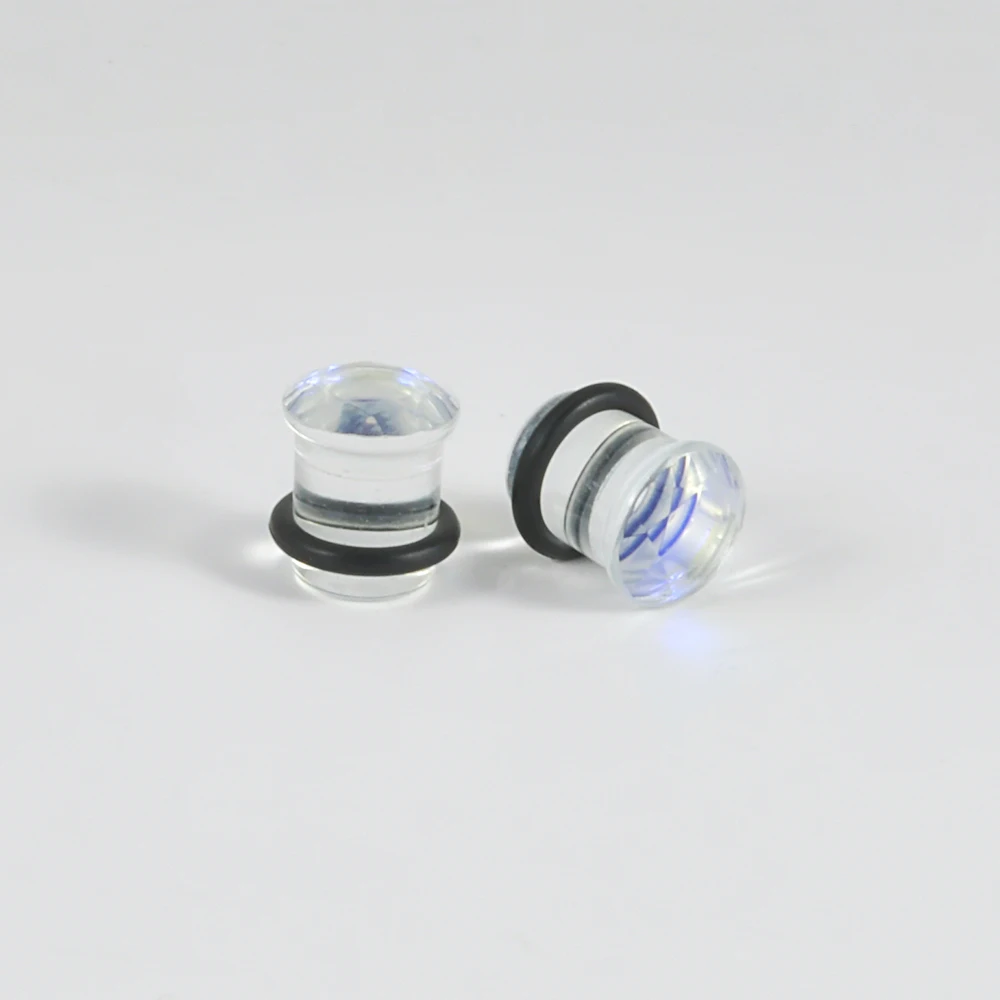 2Pcs Natural Glass Single Flare Ear Expander Plugs Piercing Gauge Earring Transparent Sctrether Tunnel with O-ring Body Jewelry