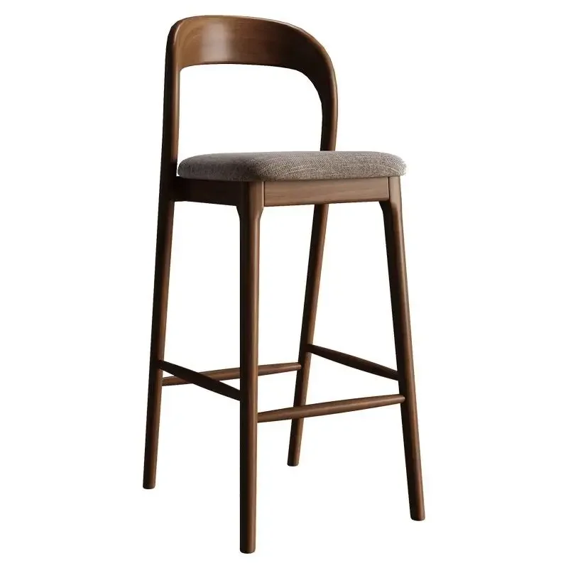 Solid wood bar chair high stool bar chair modern simple light luxury home checkout page backrest chair