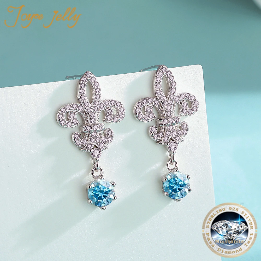 

JoyceJelly 1ct Colors Moissanite Stud Earrings GRA Certified Lab Created Diamond 925 Sterling Silver Wedding Jewelry for Women