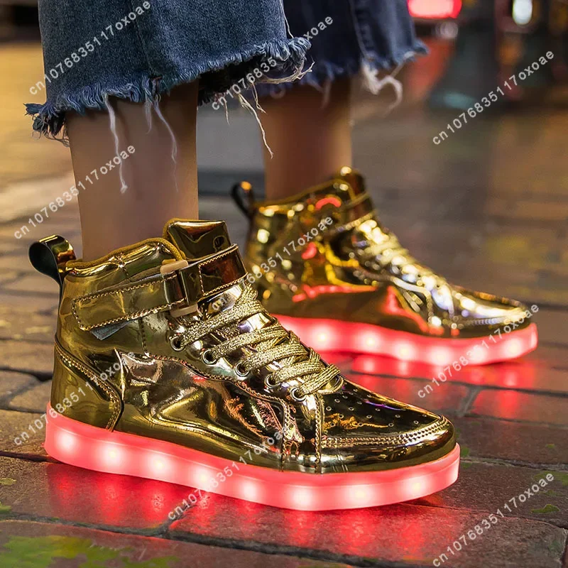 2024 Trump MAGA High Tops Lights Up Shoes USB Charger Basketball LED Children Mens Womens Shoes Trendy Kids Luminous Sneakers