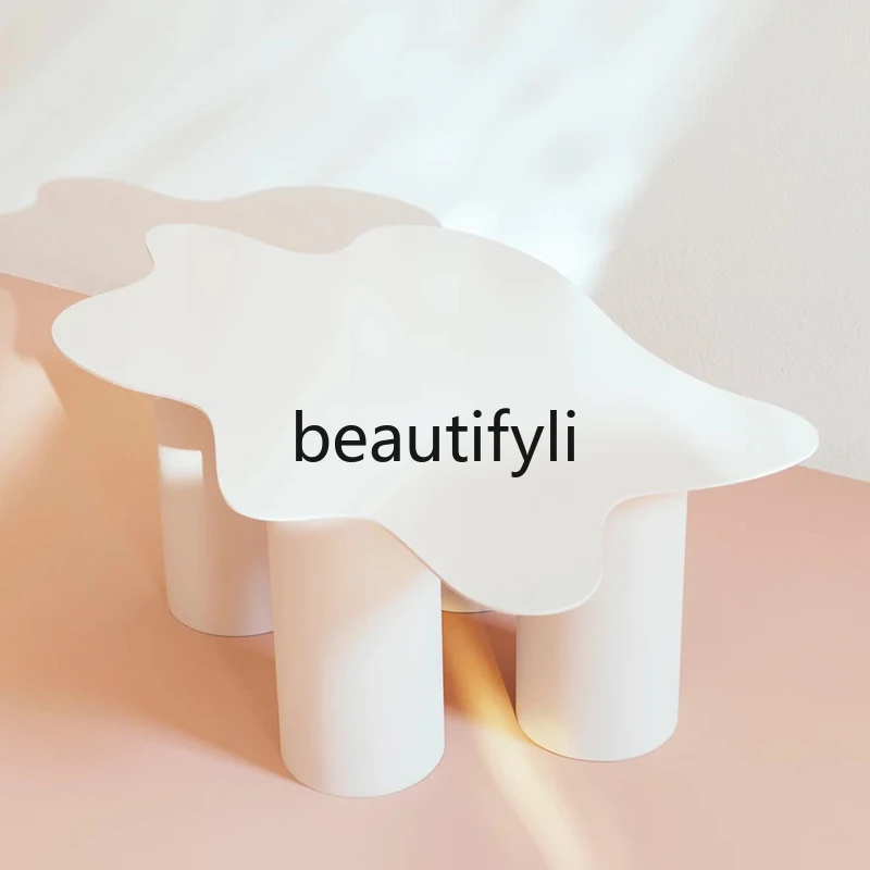 Wave coffee table Nordic simple small table special-shaped wabi-**** style cloud flower table