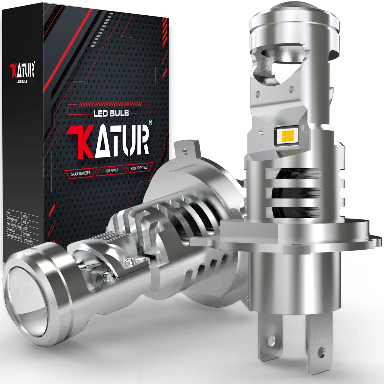 

Katur 2pcs H4 9003 Led Car HeadLights with Projector Lens High Power 20000Lm Moto Car Bulb 55W Halogen Replacement DC 12V Auto