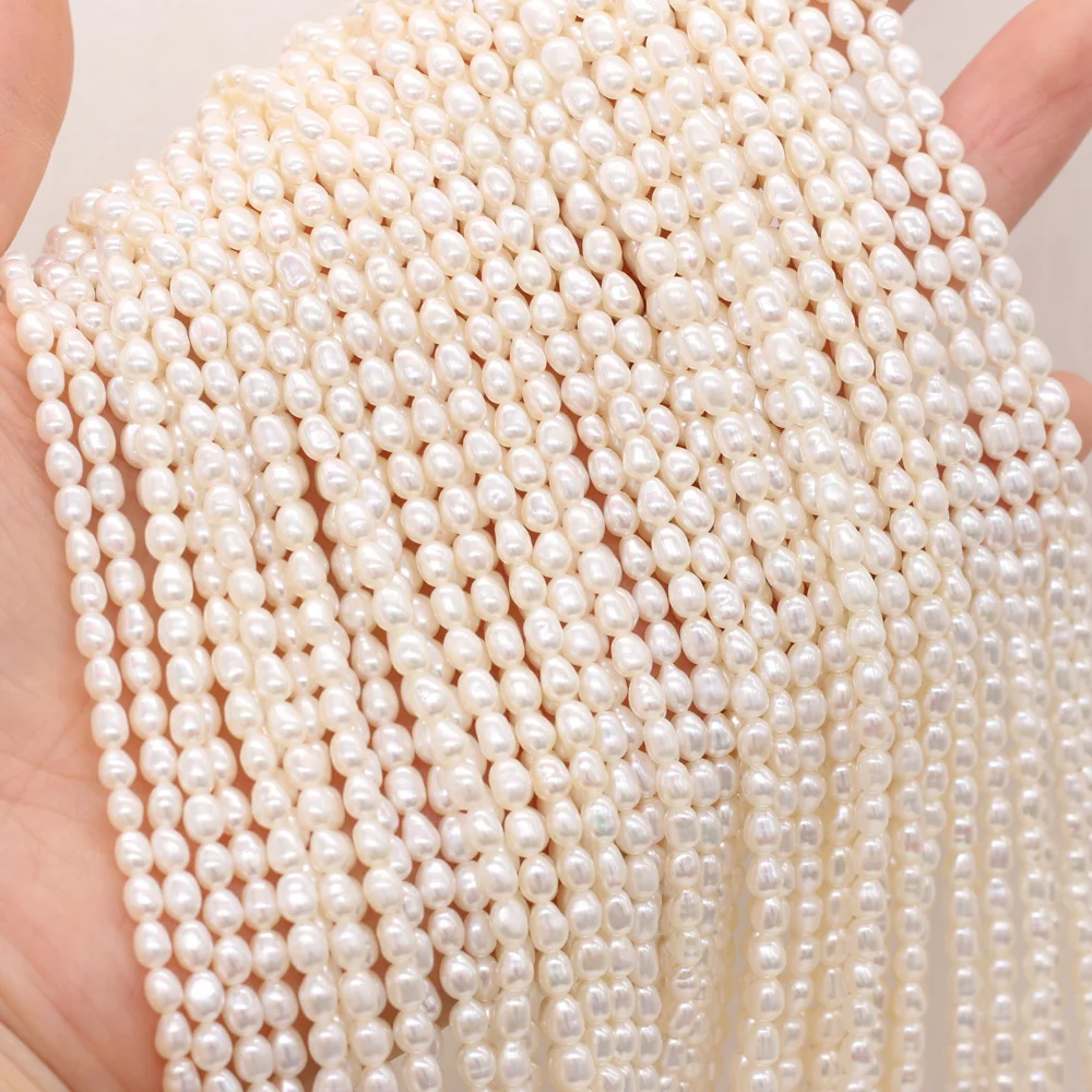 3-3.5mm small rice shaped natural freshwater pearl White pink purple beads for Jewelry Making DIY Necklace Bracelet Accessories