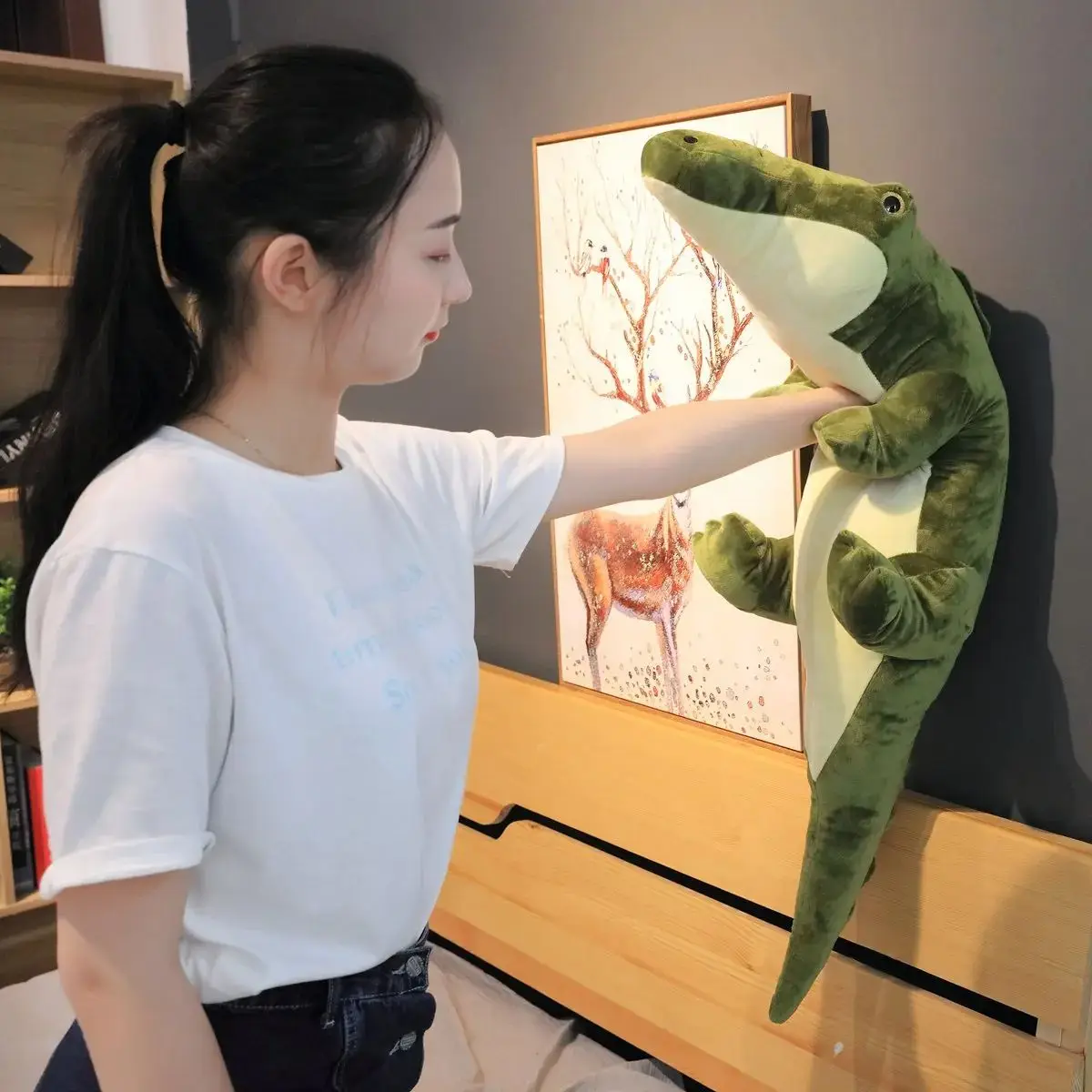 90/120 ซม.ตุ๊กตาสัตว์ชีวิตจริงจระเข้ตุ๊กตาของเล่นจําลองตุ๊กตาจระเข้ Kawaii Creative หมอนเด็ก xmas ของขวัญ