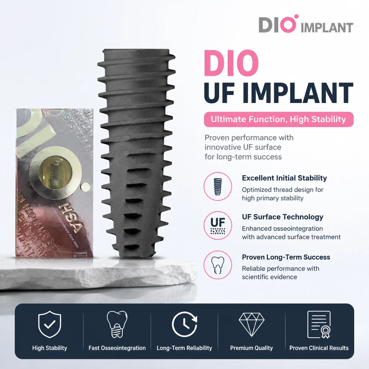 DIO UF Internal Implant Series Precision Dental Prosthetic Screw Tool Components For Laboratory Surgical Kits And Restoration