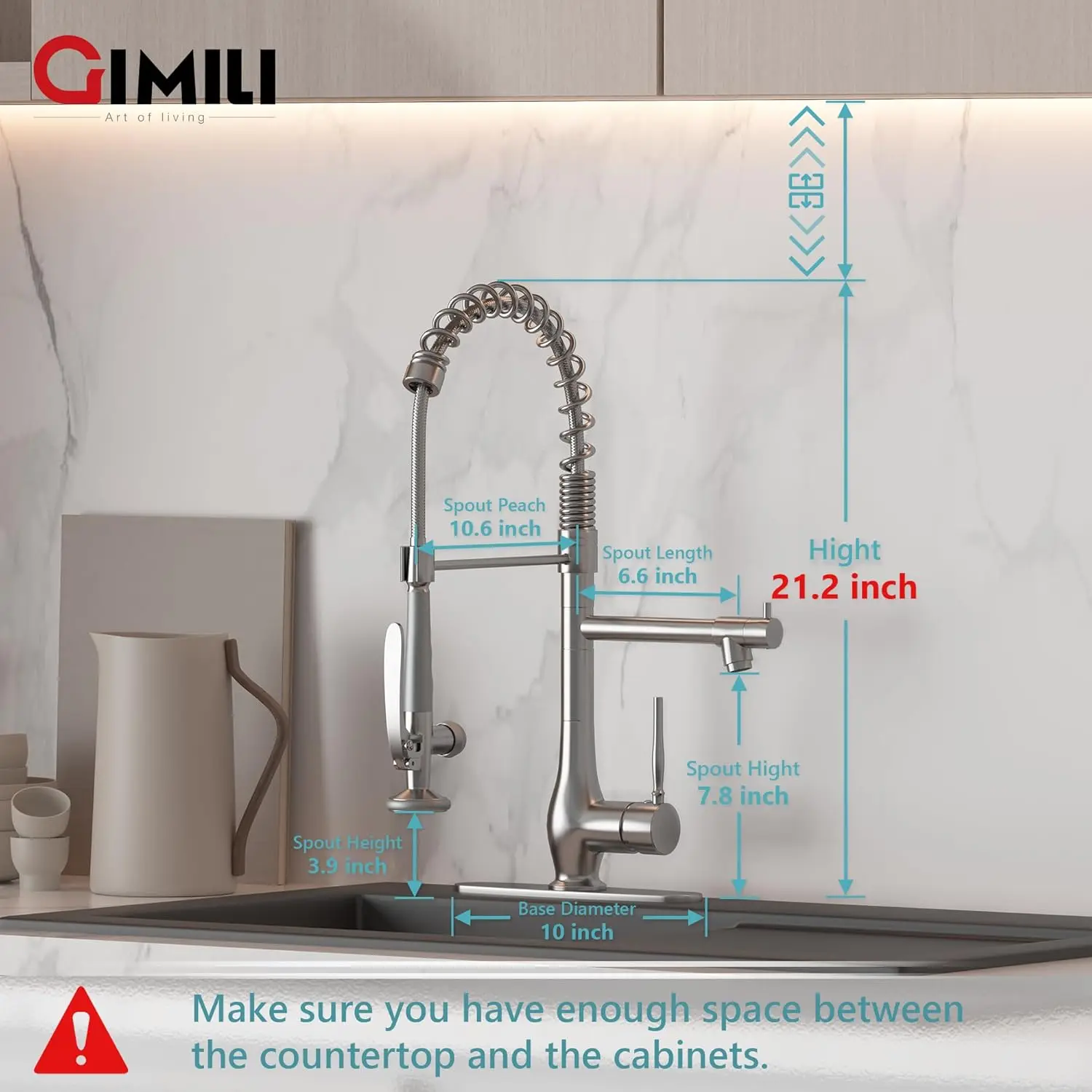 Kitchen Faucet with Pull Down Sprayer Single Handle High Pressure Brushed Nickel Kitchen Sink Faucet Commercial