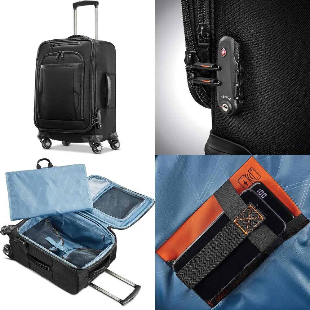 expandable softside spinner luggage, black, 21-inch carry-on