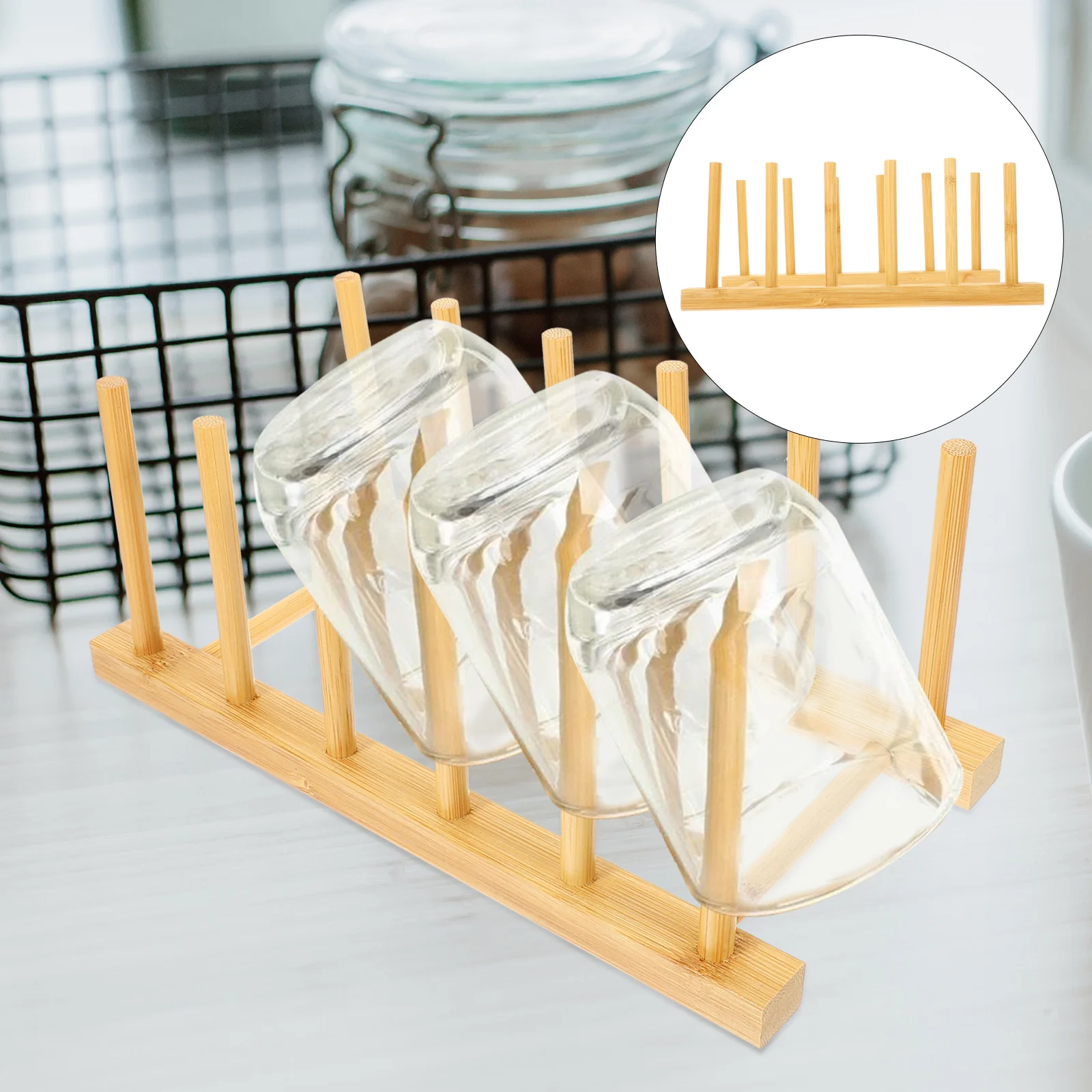 

Plate Storage Rack Kitchen Holder Dish Racks Drainer Clothes Drying Cup Multi-use Bamboo Shelf