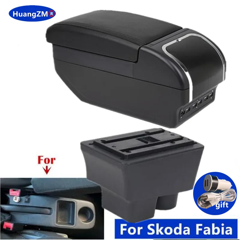 

For Skoda FABIA Armrest box For Skoda Fabia 2 Car Armrest box Storage Box 2008-2014 Interior Dedicated Retrofit Car Accessories