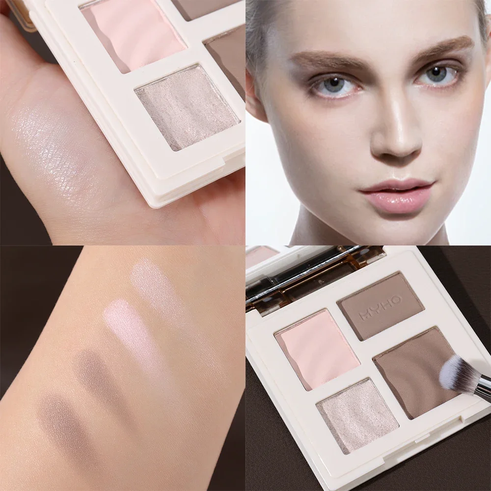 Natural Brighten Maquiagem Paleta, 4 Cores, Bloom Shadow Shaper, 3D Nariz Rosto, Contorno Em Pó, Iniciantes