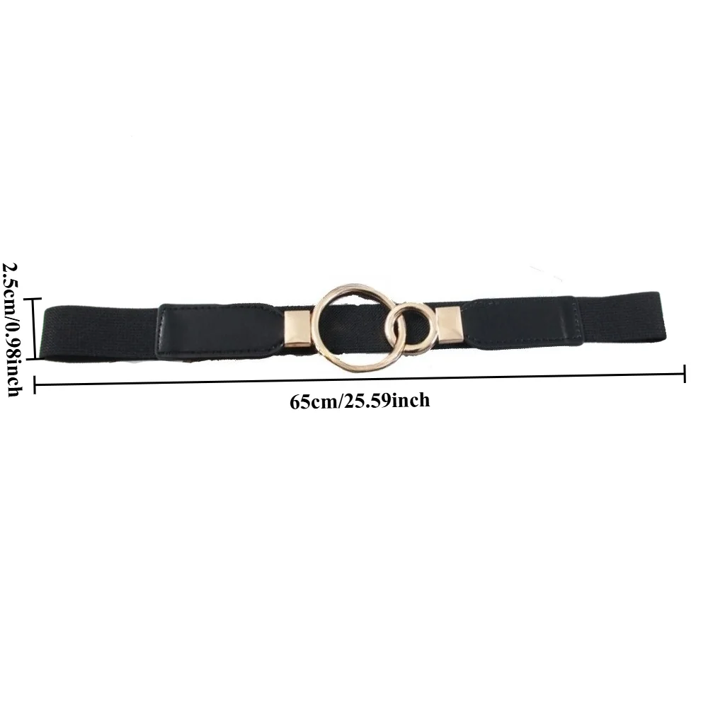 Fashionable Metal Double-Buckle Versatile Women’s Instagram-Style Belt Trendy Waist-Cinching Elastic Slim Waist Cincher