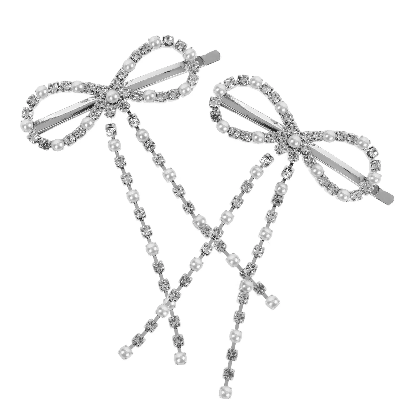 

2Pcs Bow Hair Clips Metal Rhinestone Small Bowknot Hairpin Lightweight Decorative Clips for Women Girls Accessories for Thin