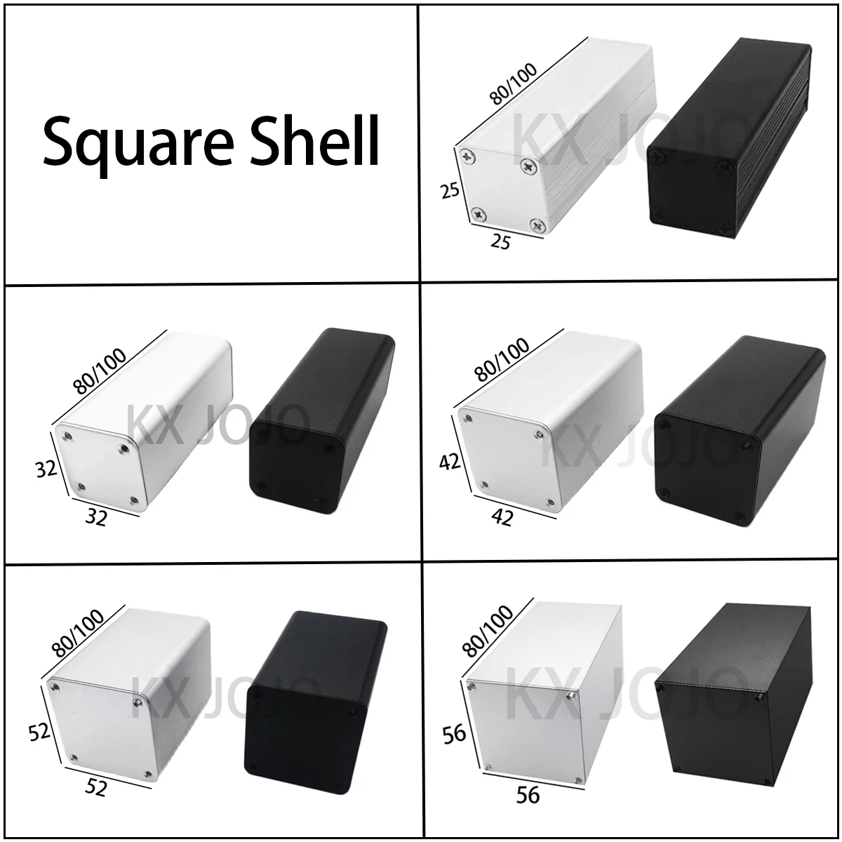 

Aluminum Enclosure 25*25/32*32/42*42/52*52/56*56mm Integrated/Split Case Square Profile Box Rectangular Oxidation Opening Silk