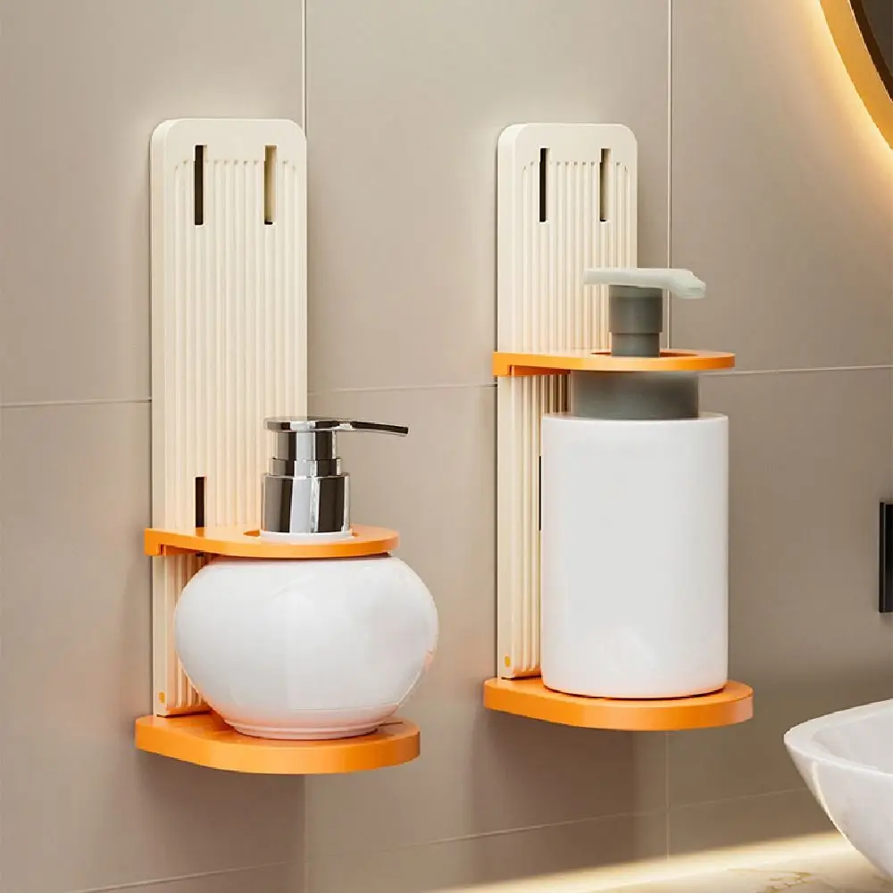 Portabottiglie per shampoo da 2 pezzi in altezza regolabile, pieghevole, per montaggio a parete, portasapone per le mani, multifunzione salvaspazio