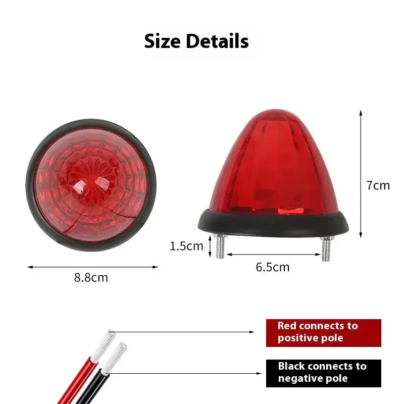 واحد 24 فولت السيارات LED الجانب ماركر ضوء كبير البطيخ شكل الضوء الخلفي مؤشر خطر لشاحنة مقطورة قافلة