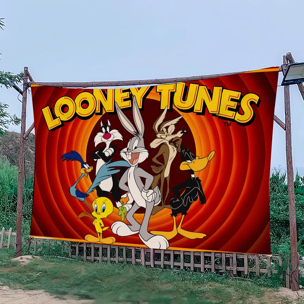 كارتون T-The L-Looney T-Tunes S-Show العلم للنزهة حفلة فن معلقة ديكور المنزل في الهواء الطلق التخييم راية الحفلات