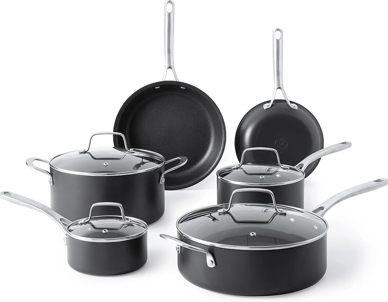 

10-Piece Nonstick Hard Anodized Cookware Set - Black