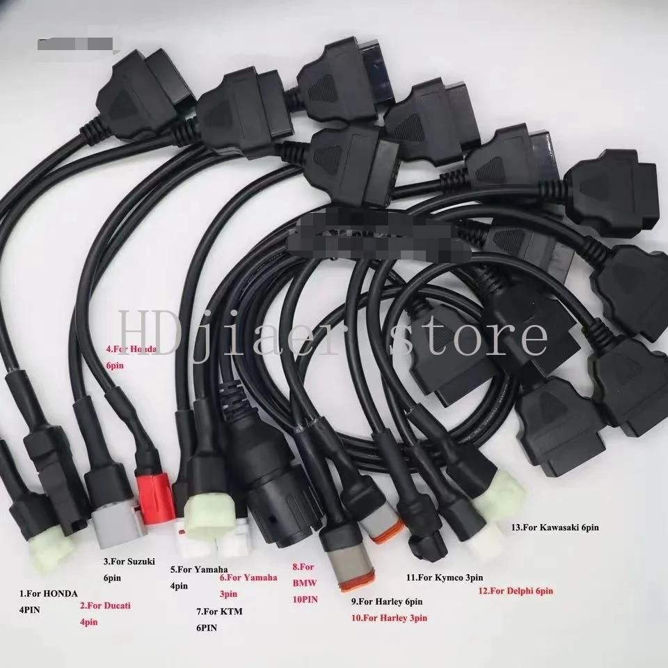 

A set of 13 motorcycle detectors obd2 16pin adapter cable
