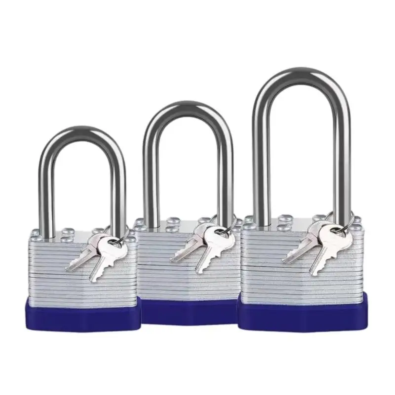 1 Set High Quality Steel Anti Cut Laminated Padlock Heavy Duty Security Padlock Short And Long Anti Rust Security Lock