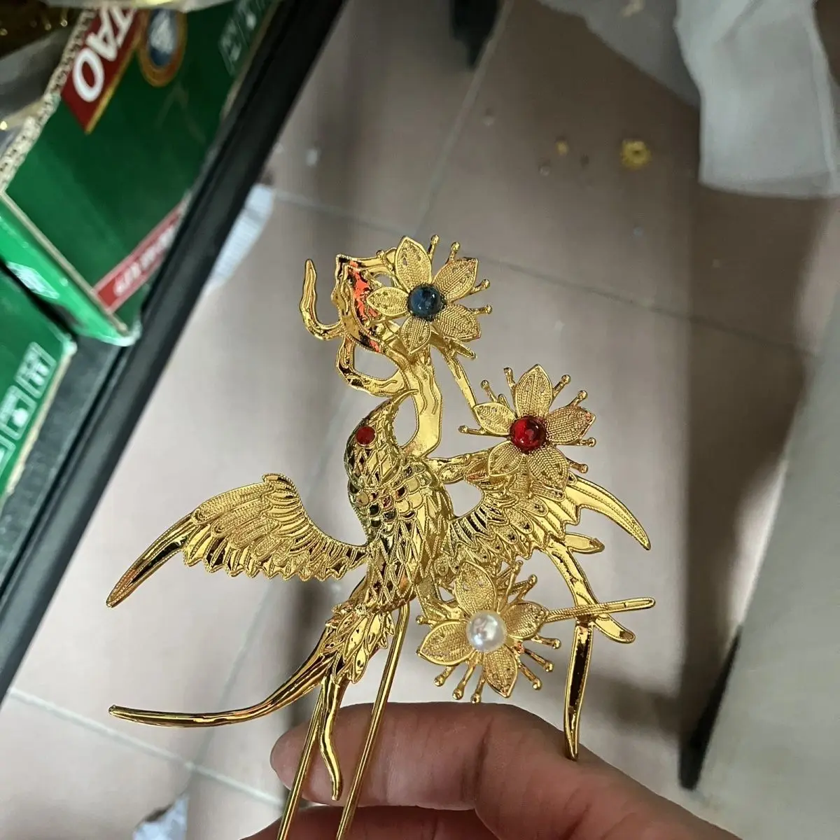 Gold-plated Filigold Inlaid with Silver-plated Swallow Pigeon Hairpin Magpie Dengmei Hairpin Court Ancient Style Jewelry