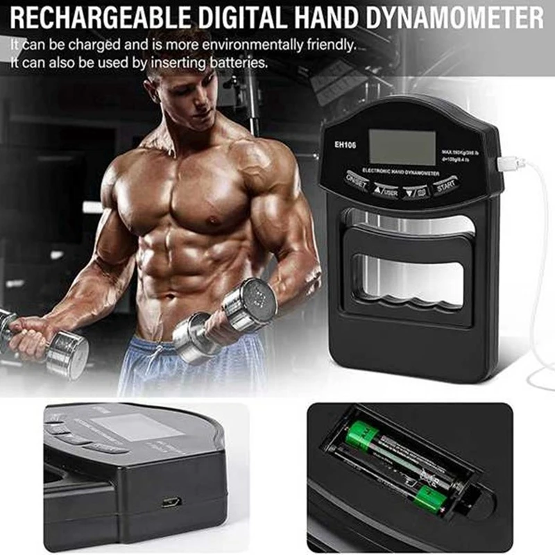 New Grip Strength Tester,396Lbs/180Kg Digital Hand Dynamometer Grip Strength Meter USB LCD Screen Hand Grip Dynamometer