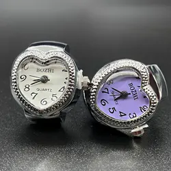 Kiss Jewelry Women Men Creative Heart Shape Clock Quartz Watch Rings Couples Elastic Strap Alloy Dial Watches Finger Ring Gift