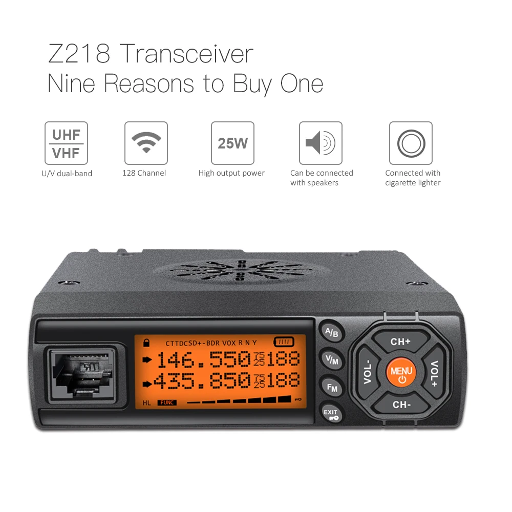 Zastone Z218 Mini Mobile Radio Car Radio 10KM 25W Dual Band VHF/UHF 136-174mhz 400-470mhz 128CH Mini walkie talkie 218