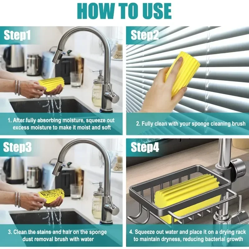 Magical Dust Cleaning Sponges Pva Sponge Damp Clean Duster For Cleaning Blinds Glass Baseboards Vents Railings Mirrors Window #6