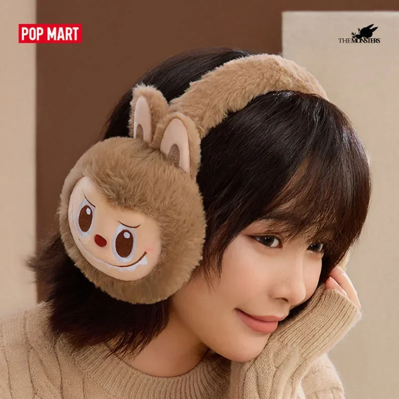 POP MART Warm Fluffy Series Labubu Earmuffs 100% Original Toys Cute Action Anime Figure Desktop Ornaments Collection  Gift