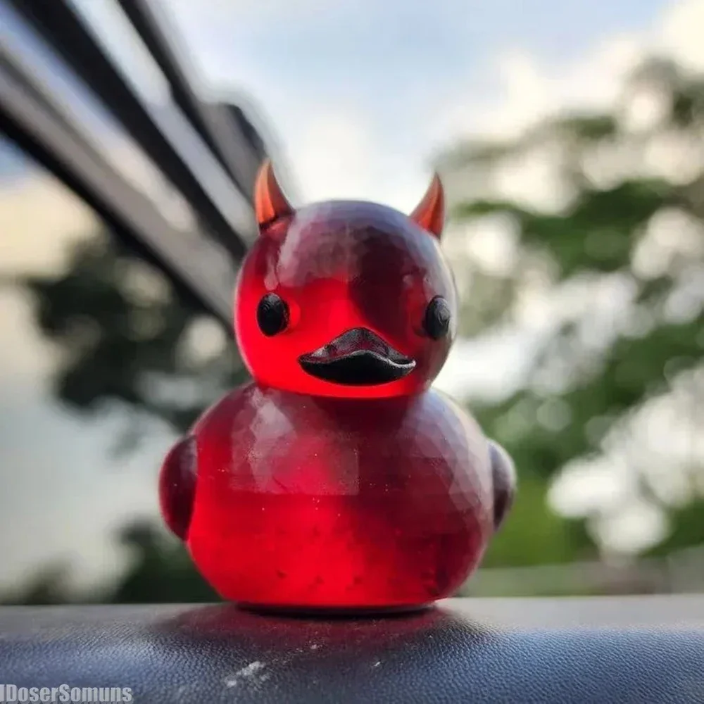 Red Devil Duck Decoration Ornament Resin Car Decoration Creative Cute Cartoon Little Duck Halloween Holiday Gift for Friends