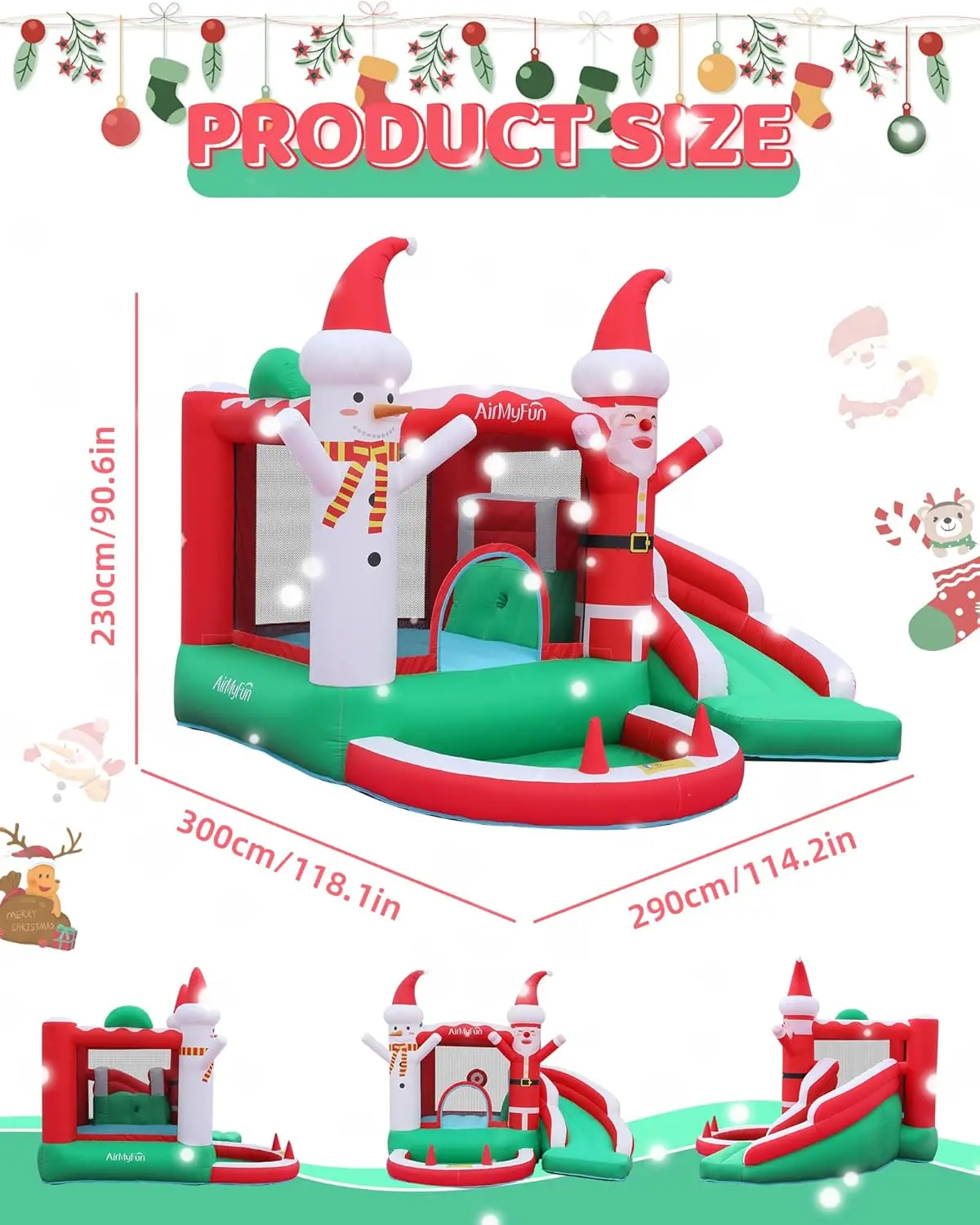 AirMyFun عيد الميلاد موضوع نفخ ترتد البيت، توسيع سريع للمروحة المستقلة - متعة العطلة تسمح الفرح القفز في المنزل! #2