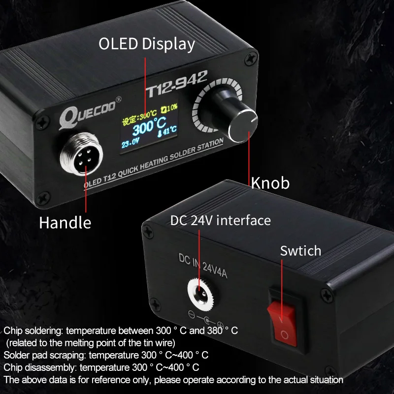 MINI estación de soldadura OLED, T12-942 electrónica Digital, versión DC, portátil, sin fuente de alimentación, QUICKO, soldadura de hierro