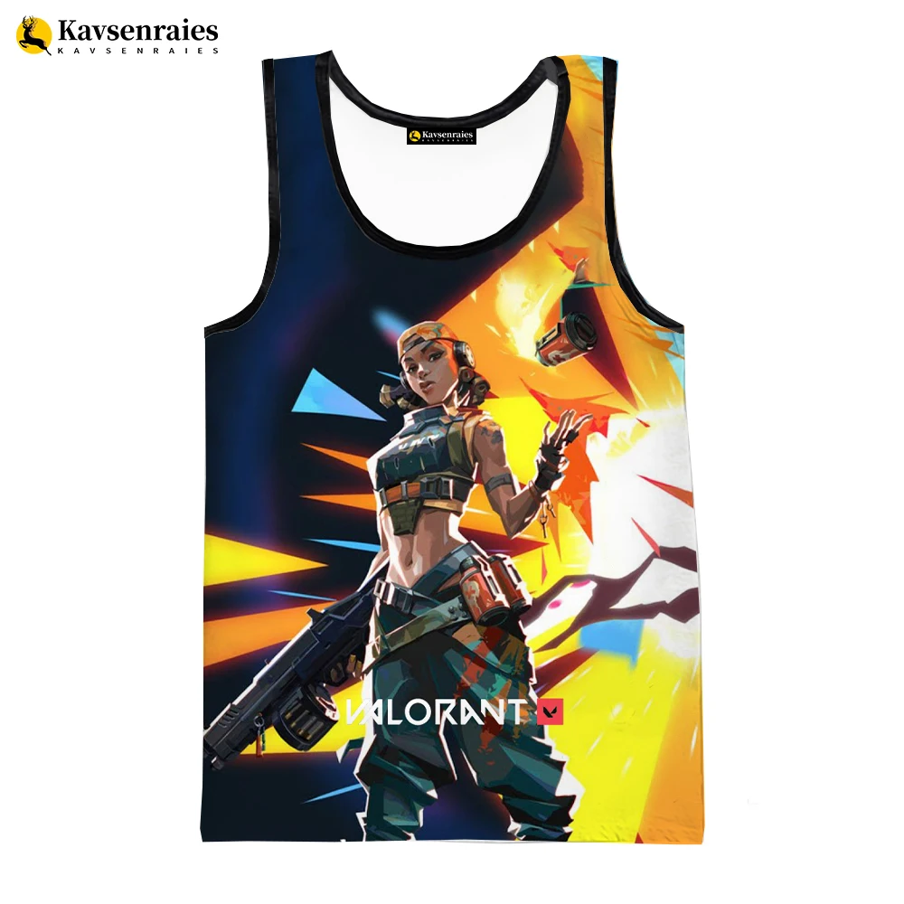 2023 Hot Anime Valorant 3D Print Tank Tops Men Women Harajuku Streetwear Oversized Sleeveless Shirts Men\'s Clothing Ropa Hombre