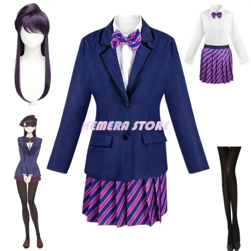 Anime Komi Can't Communicate Komi Shoko Cosplay Costume Outfits Shirt Tie Short Women Uniform Halloween Carnival Party Clothes