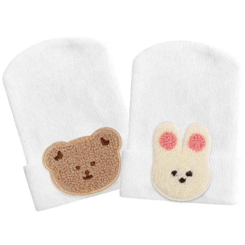 Geebro 0-3 Month Newborn Baby Girls Bear Cotton Beanie Hats Boys Kids Rabbit White Hat New Fox Baby Photography Props Stuff