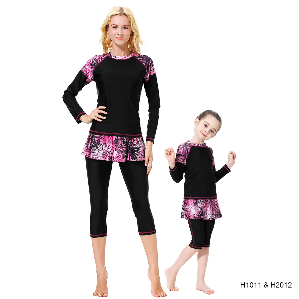 3 ensembles Burkini maillot de bain musulman pour filles adolescent maillot de bain été hiver Islam femmes noir marine sport vêtements plage Style
