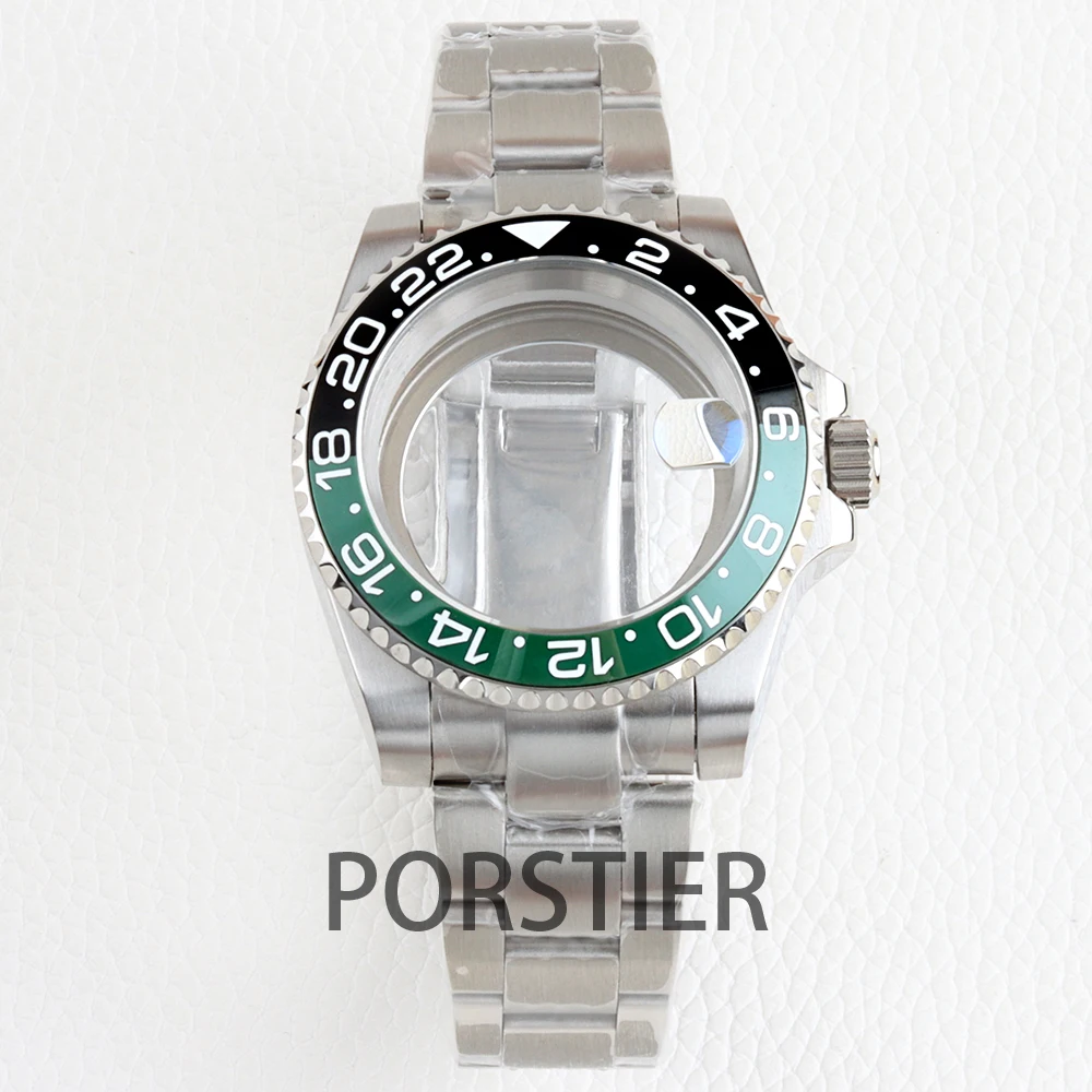 

40mm NH35 Case Black/Blue Green Bezel for GMT NH34 NH35 NH36 movement 28.5mm Dial Stainless steel Oyster Bracelet Sapphier