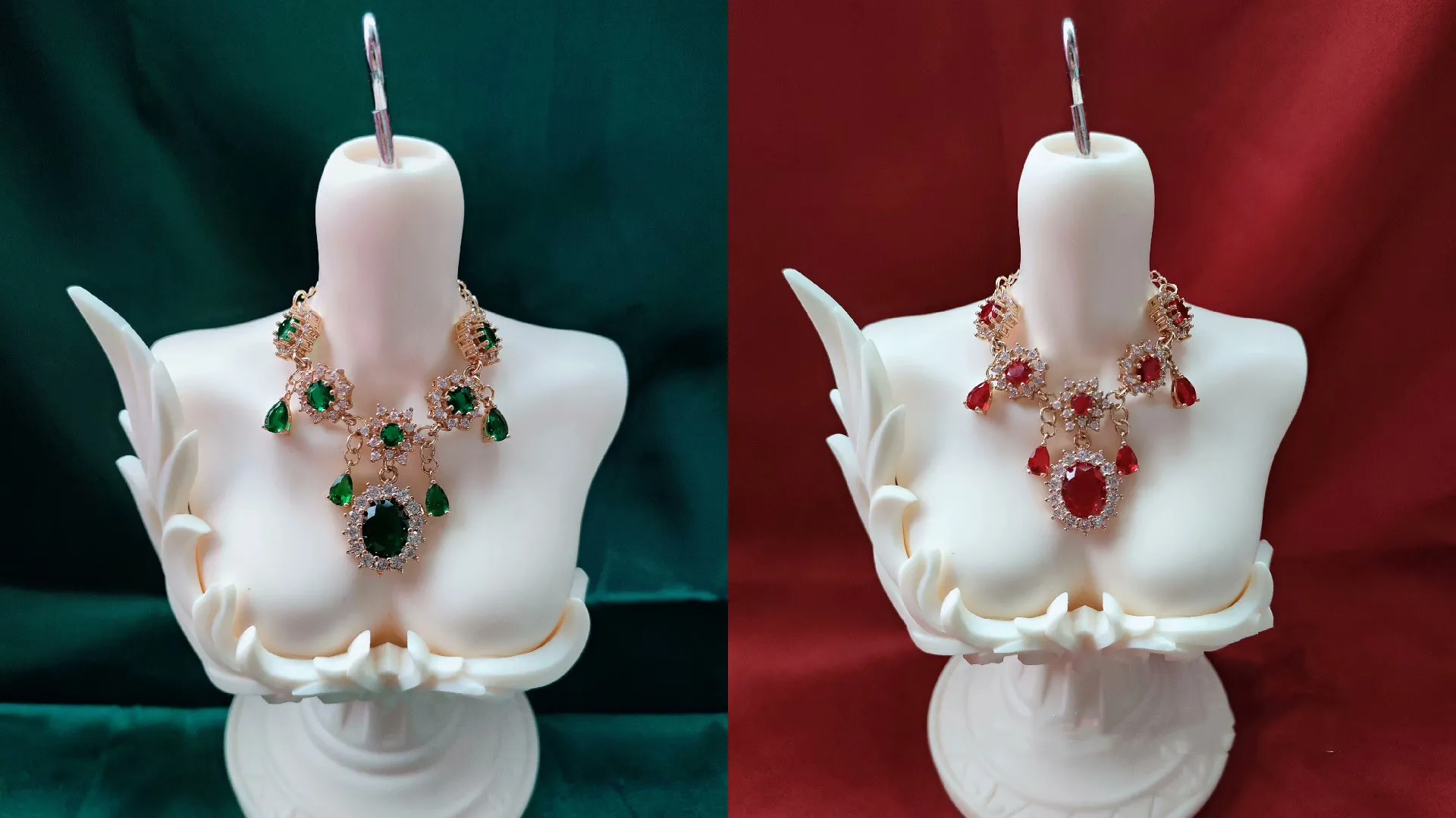 Beautifull 1/3 BJD Doll Necklace Bright Red And Emerald Green Jewelry Accessories