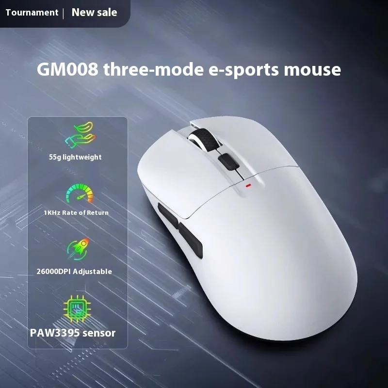 Cimetech Gm008 Tri-Mode Gaming Mouse Original Phase Paw3395 Chip Support 1k/4k 26000dpi 55g Lightweight Right Hands Esports Gift