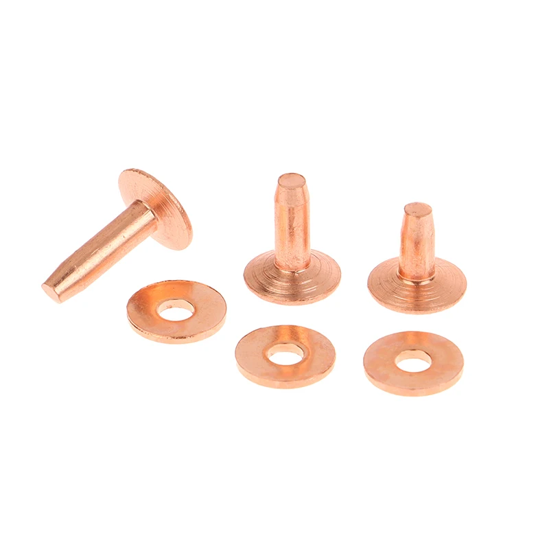 10 set di rivetti rivetti fissi in rame per pelle con rondelle per rivetti fai da te fissi articoli in pelle vintage fai da te