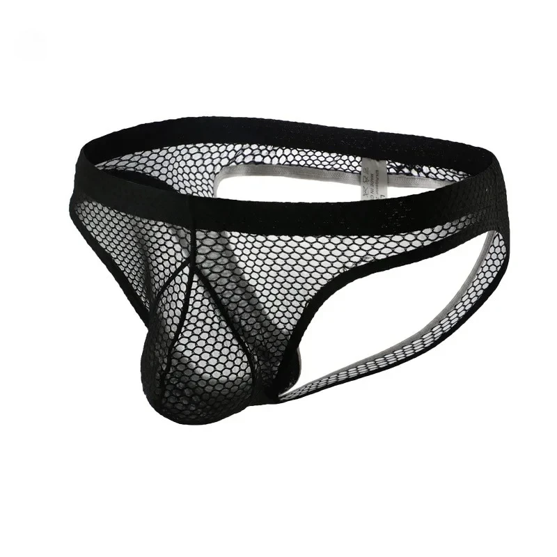 Men's Hollow Out Mesh Briefs Breathable Sheer Low Waist Comfort Underwear