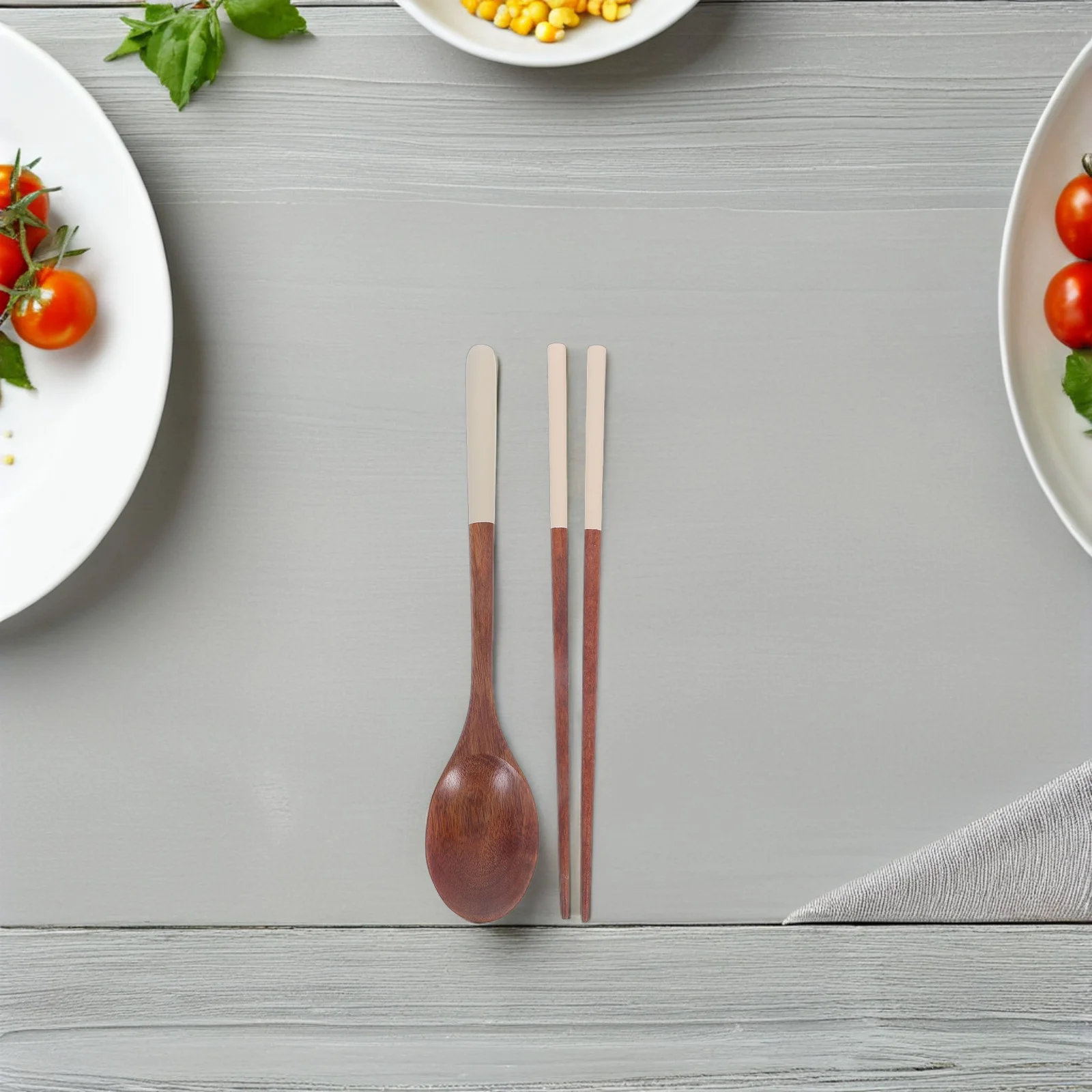 

3Sets Natural Wood Spoon Chopstick Set Korean Style Portable Travel Lunch Outdoor Dining Tableware Flatware Wood Utensil Set