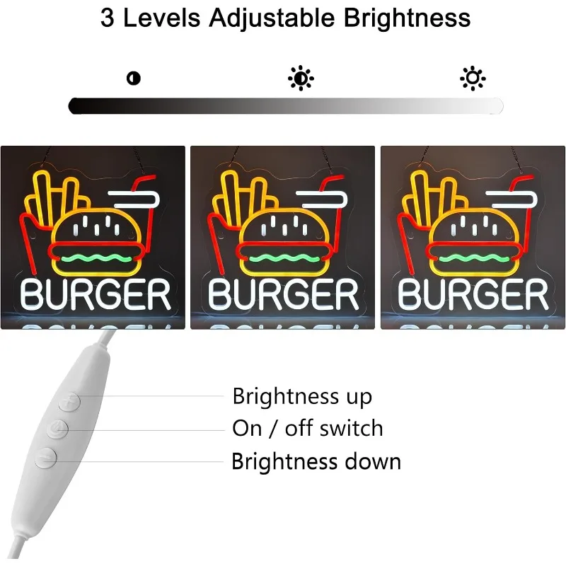 Sandwich Neon Lights for Wall Decoration LED Illuminated Sign Suitable for Home Kitchen Restaurants Fast Food Restaurant Parties