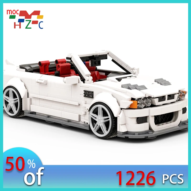 New 1226PCS E46 M3 Cabriole Supercar Racers Vehicles Sports Car Fit MOC-49496 HighhModel Building Blocks Bricks Toys Gift Kid