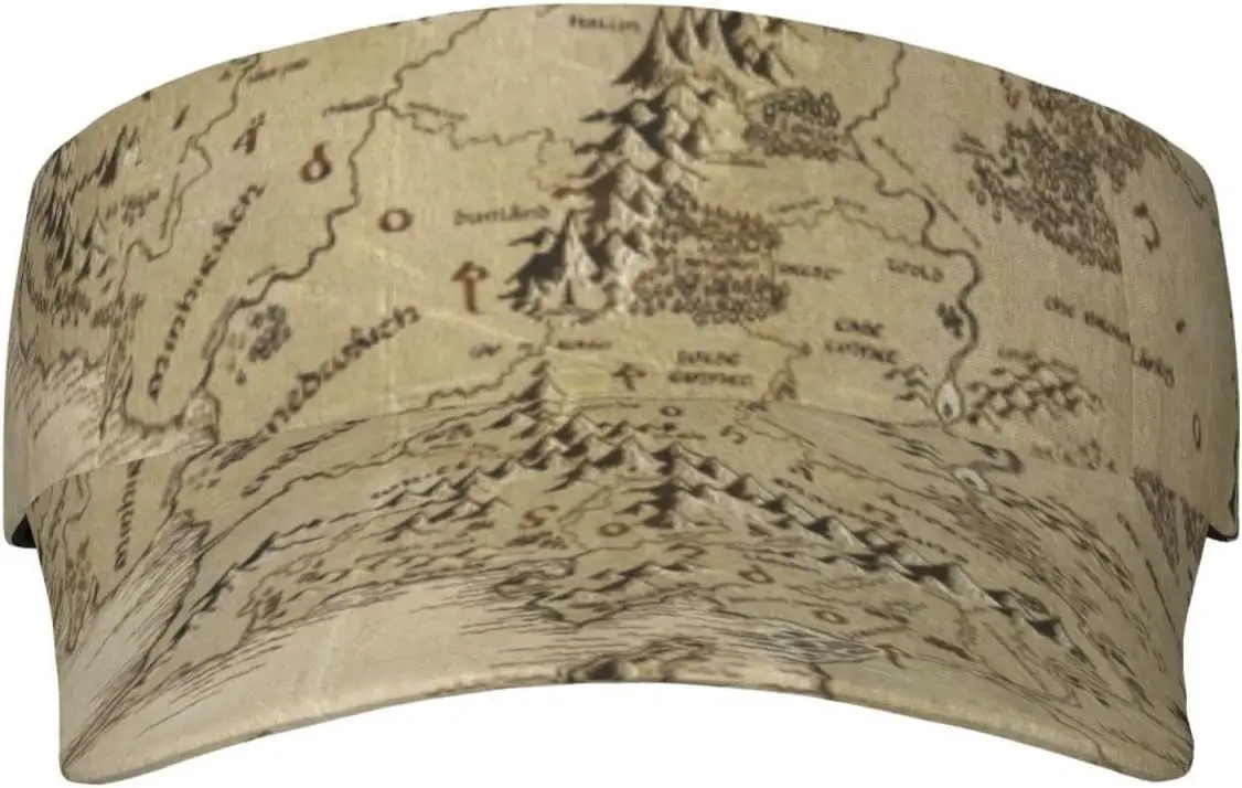 Middle Earth Map Pattern Sunscreen Visor Hats for Women & Men, Sport Empty Top Baseball Sun Cap, Tennis Visor, Golf Visor