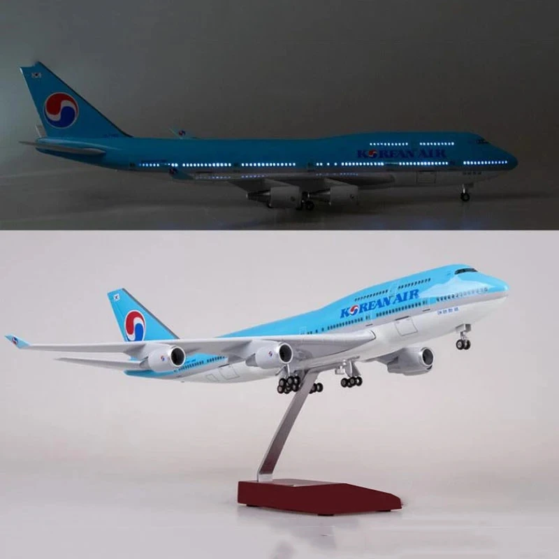 1/150 مقياس B747 الخطوط الجوية الكورية آسيا دييكاست البلاستيك الراتنج نموذج طائرة ث الضوء وعجلة الهبوط للتجميع والهدايا
