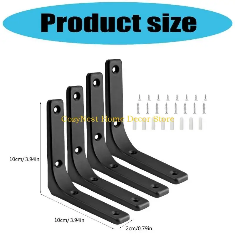 92MF 4Pcs L Wall Shelf Brackets Inch Heavy Duty Metal Shelf Support Brackets for DIY Projects with Mounting Screws
