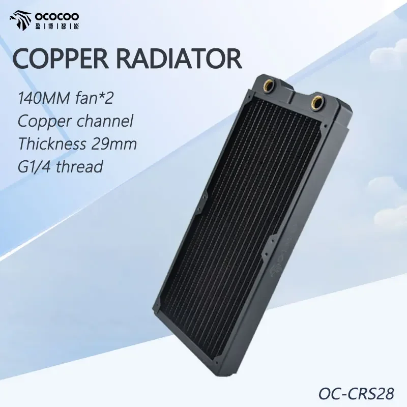 OCOCOO Full Copper Radiator 280mm 29mm Thickness Suitable For 140mm Fan Computer Liquid Water Cooling Heat Sink OC-CRS28