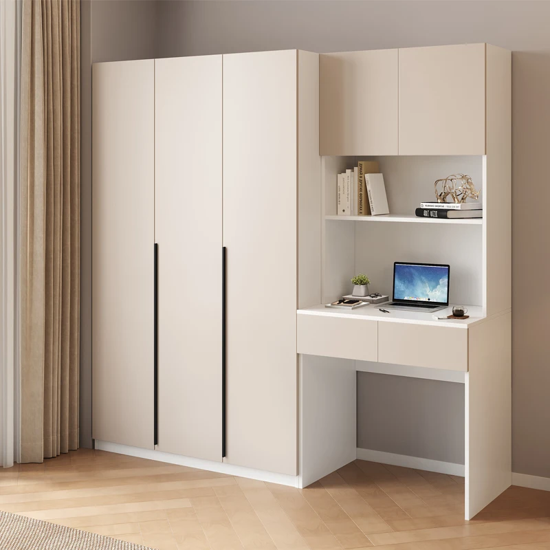MDF Computer Desk Hinged Door Latest Cabinet Bedroom Furniture Design Open Wardrobe