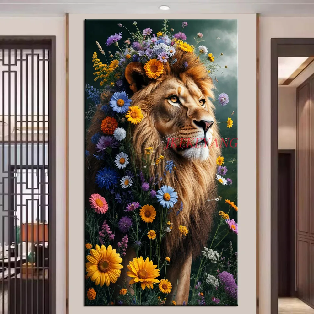 

Красивый лев, леопард и цветок, картина, сделай сам, алмазная живопись, вышивка крестиком, полная дрель, алмазная мозаика, новая коллекция, домашний декор